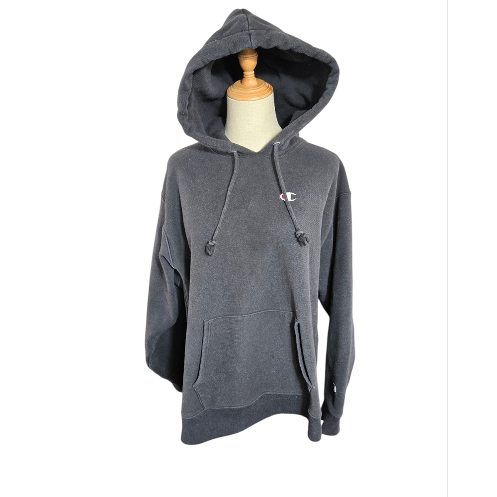 Champion Vintage Reverse Weave Black Hoodie Sweatshirt